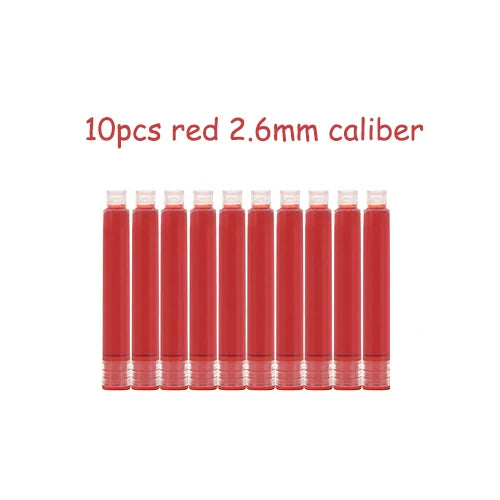 10pcs/pack 2.6mm Caliber Ink Cartridges for Fountain Pens Black/Dark Blue/Red/Erasable Blue Disposable Cartridges Ink Supplies