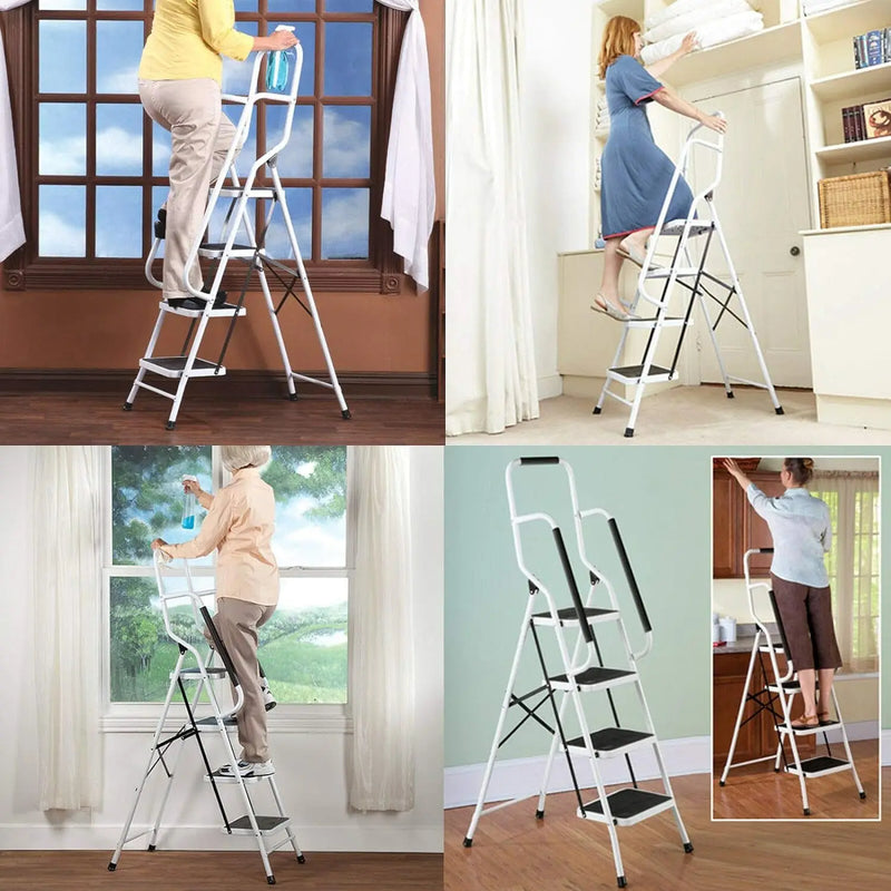 DayPlus Safety Folding Step Stool 2-4 Step Ladder Portable Foldable Stepladder Anti Slip Feet  for Indoor Outdoor Home Office