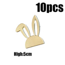 10Pcs Happy Easter Bunny Egg Cake Toppers Acrylic Gold Silver Rabbit Shaped Cupcake Toppers for Easter Party Dessert Decorations