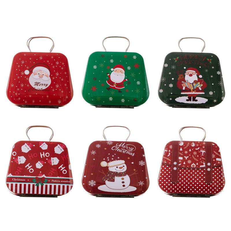 Mini Christmas Candy Iron Box Handbag Storage Box Xmas Gift Box Decoration Joy 2025 Noel Merry Christmas Supplies Kids Favor