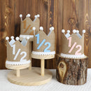 Boho 1/2 Birthday Crown Hat 6 Months Handmade Linen Hat Party Decoration Celebration Hat Photography Prop for Girls and Boys