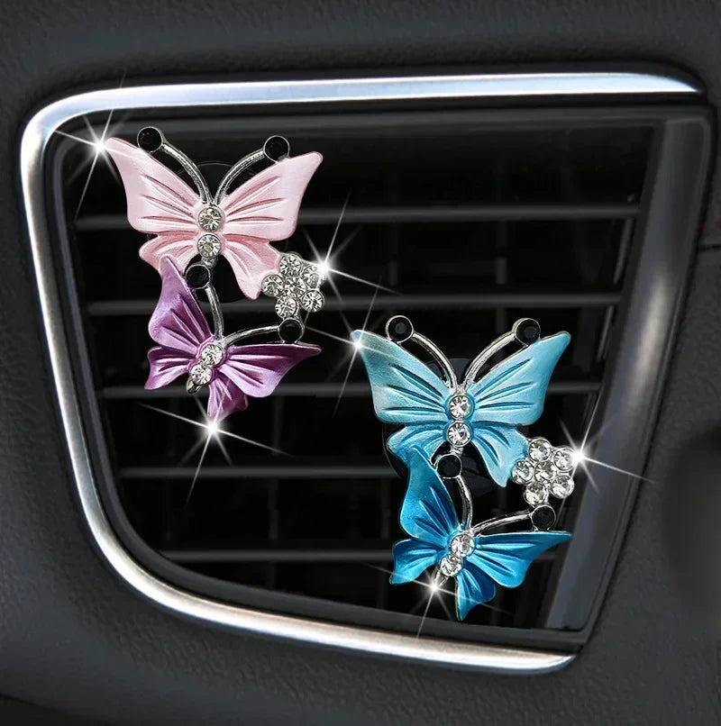 Air Freshener Butterfly Car-styling Car Perfume Natural Smell Air Conditioner  Butterfly Diamond Aromatherapy Clip