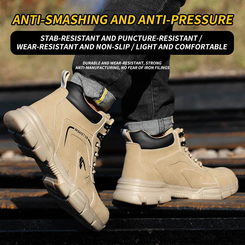 Work Safety Shoes Men Safety Boots Anti-smash Anti-stab Work Shoes Sneakers Steel Toe Shoes Male Work Boot Indestructible