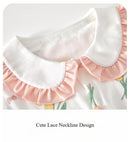 Girl's Summer Short Sleeve Romper Clothing Pure Cotton  Infant  Cute Lapel Printed Jumpsuit 1-3-6-9M Babe Pajamas