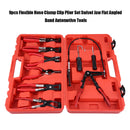 9pcs Flexible Hose Clamp Clip Plier Set Swivel Jaw Flat Angled Band Automotive Tools
