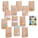 12pcs Ramadan Kraft Paper Gift Bag with Stickers Eid Mubarak Candy Cookie Packaging Bag 2025 Islamic Muslim Party Decor Supplies