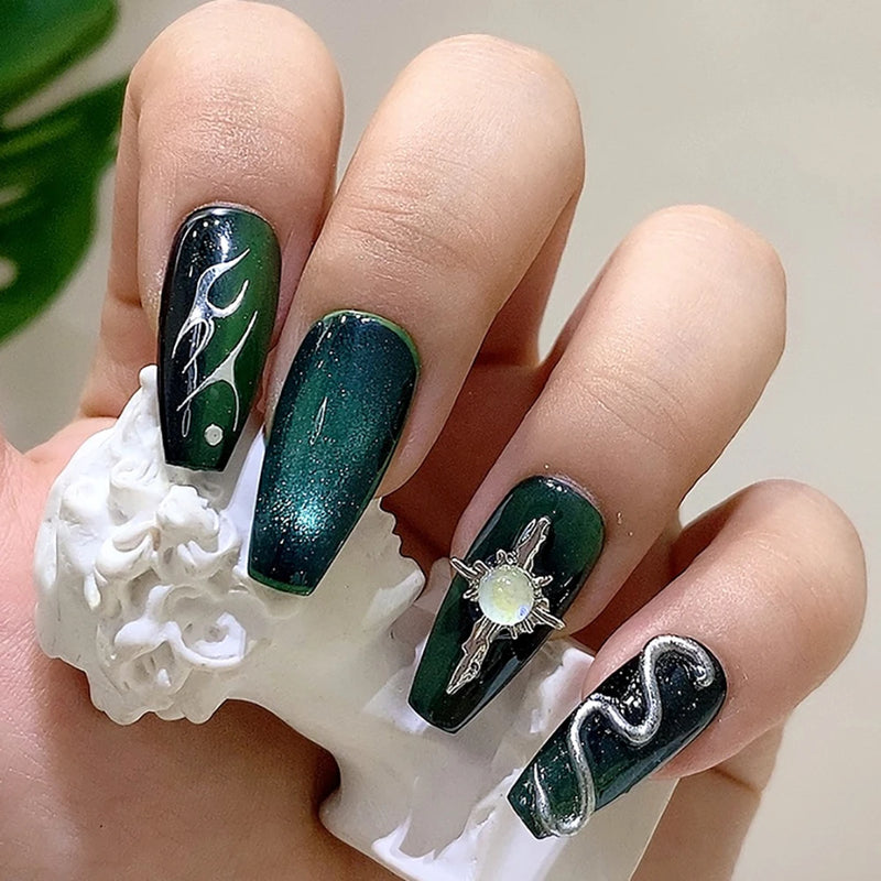 3D luxury zircon Star cross Nail Metal Charms 10pcs mermaid  bead nail jewelry  11*18mm Aolly Nail Art Crystal Gems Decorations