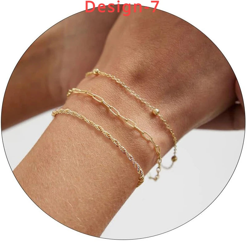 14K Gold Plated Stainless Steel WATERPROOF Layering Bracelet for Women Teen Girls, Dainty Summer Beach Boho Beaded Bracelet Set