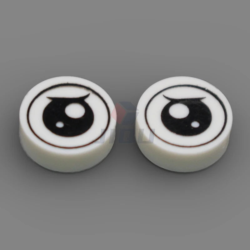 Round Tile Eye Eyelash Pupile Pattern Printed Building Blocks Bulk Accessory MOC Bricks Model Toys Compatible with 98138 14769