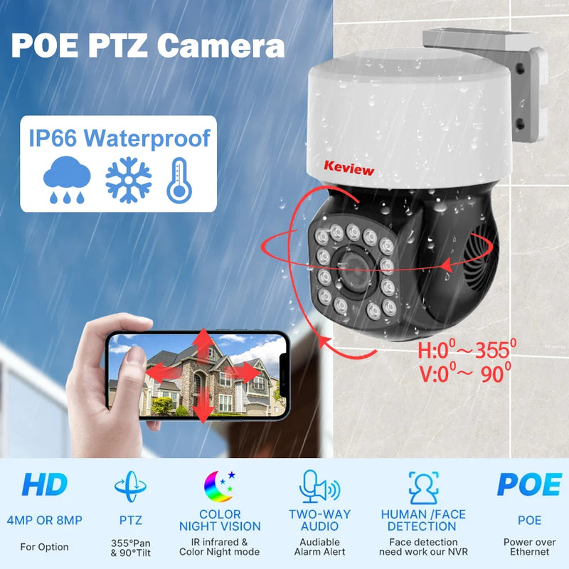 4K 8MP POE PTZ IP Camera XMeye Face Detection Outdoor Video Surveillance CCTV Cameras for NVR ONVIF