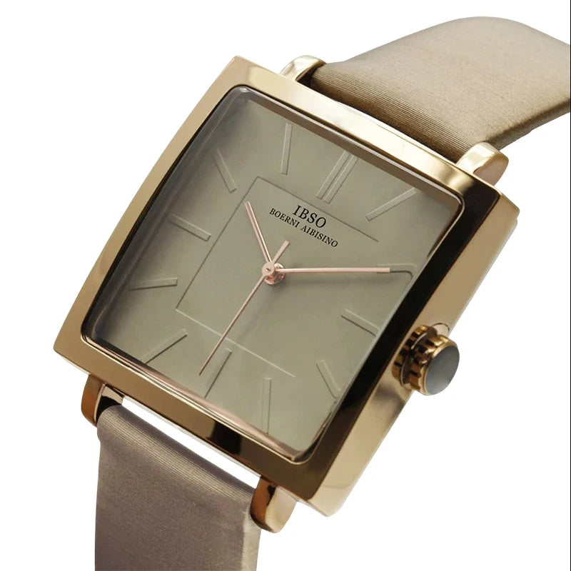 Fashion Women Square Watch Leather Brown Waterproof Exquisite Vintage Quartz Hand Clock Female Original Luxury Wristwatch Ladies