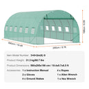 SucceBuy Walk-in Tunnel Greenhouse Hoop House Greenhouse Tunnel Plant House with Steel Frame Green PE Cover Roll-up Zipper Door