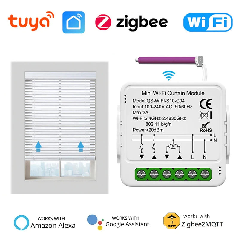 Tuya ZigBee WiFi Smart Curtains Module Window Blinds Roller Curtain Shutter Switch Smart Home Electric Motor for Alexa Google