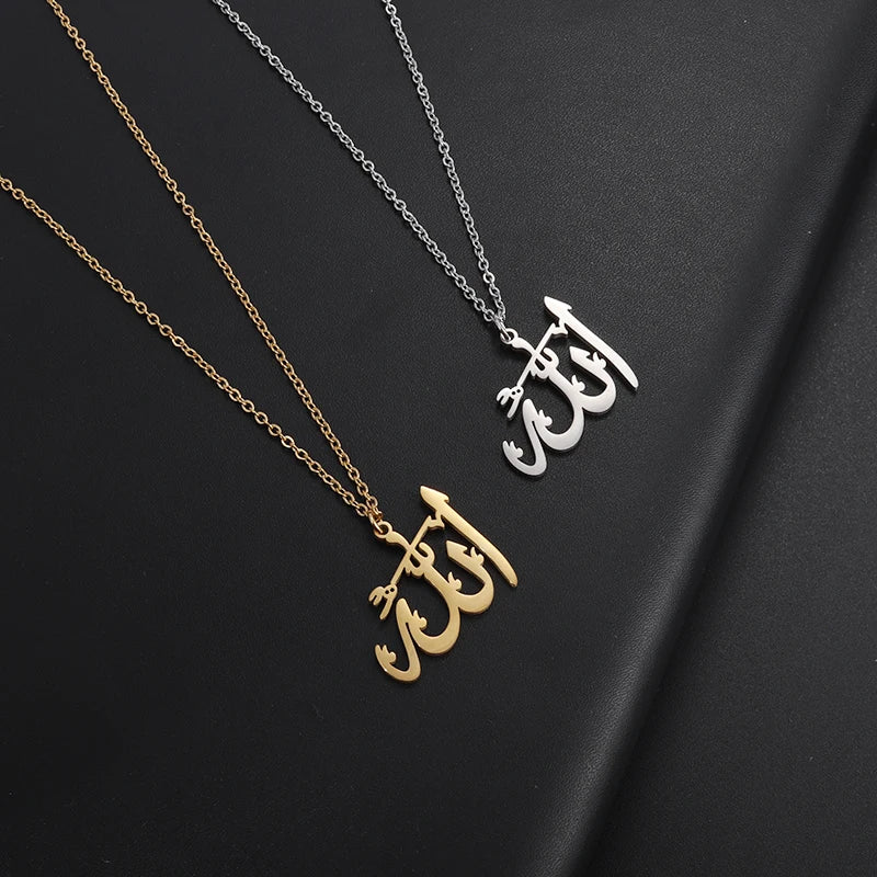 Classic Lucky Arabian God Allah Pendant Stainless Steel Necklace Ladies Islamic Muslim Charm Amulet Jewelry Gift Wholesale