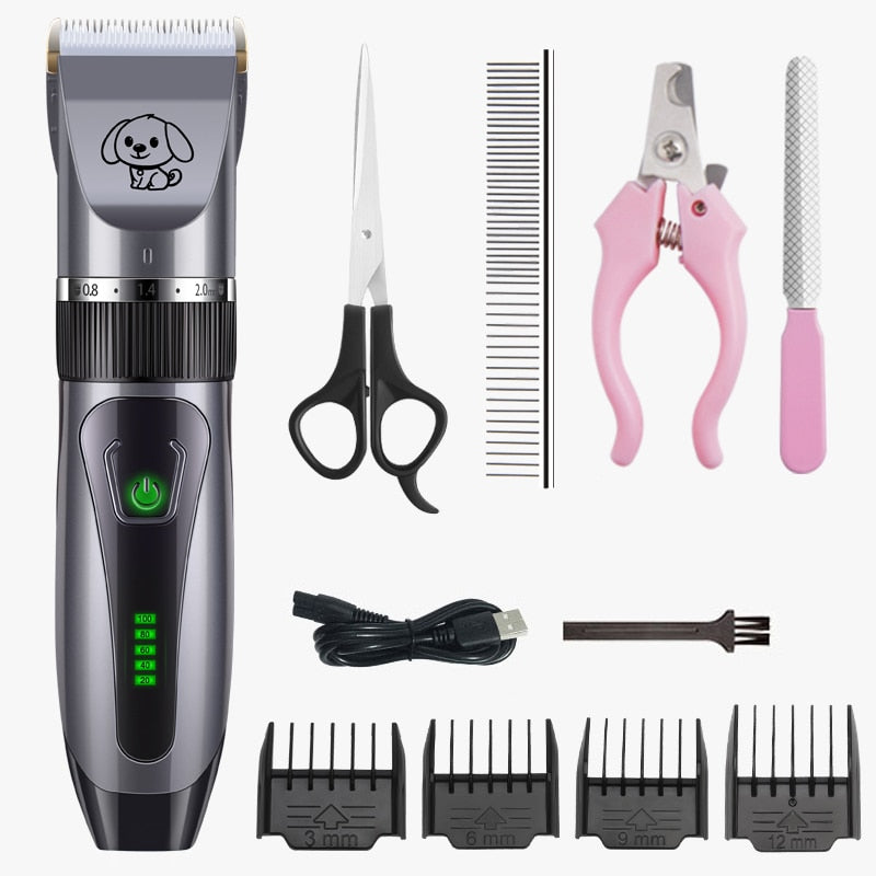 Dogs Clipper Grooming Clipper Kit USB Professional Rechargeable Low-Noise Clipper For Dog  Pets Hair Trimmer Display Battery