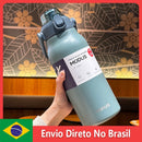 MODUS Garrafa Térmica de Viagem Vacuum Inox com Palha Copo Térmica Fria e Quente Vácuo