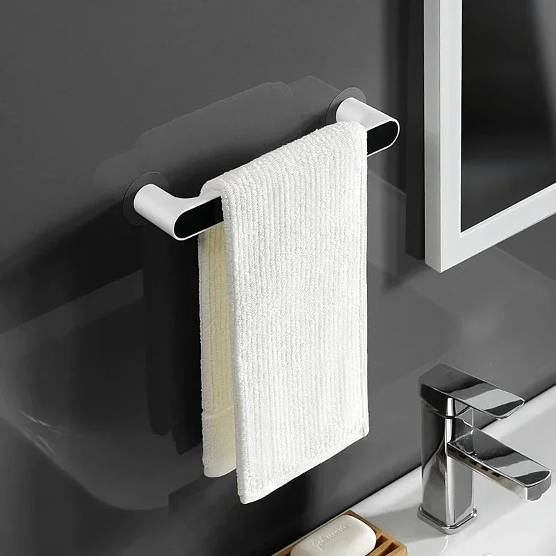 Self-adhesive Towel Holder Rack Wall Mounted Towel Hanger Bathroom Organizer Towel Bar Shelf Bathroom Hook Kitchen Wipes Hanging