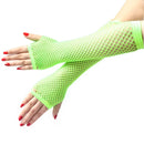 1 Pair Sexy Women Party Neon Fishnet Fingerless Long Gloves Sun Protection Sleeves Mesh Lace Thin Gloves Summer Arm Warmer