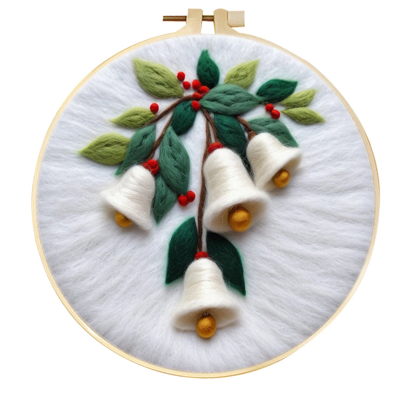 PhotoCustom 20x20cm Frame Needle Felting Kit Christmas Tree Needle Felting Patterns For Beginners Wool Felting Set DIY Craft