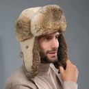 2025 New Winter Hat For Men Real Rabbit Fur Ear Cap Warm Winter Men Hat Fur Beret Russian Hats High Quality to Keep Warm