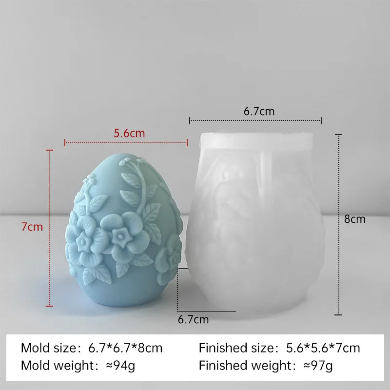 3D Creative Easter Eggs Silicone Mold DIY Flower Butterfly Egg Aroma Candle Plaster Ornaments Mould Easter Decor Crafts Molds