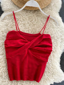 Heliar Women Pleated Strapy Camisoles Female Slim Crop Tops Knitted Sexy Tops For Women Cloth 2024 Summer