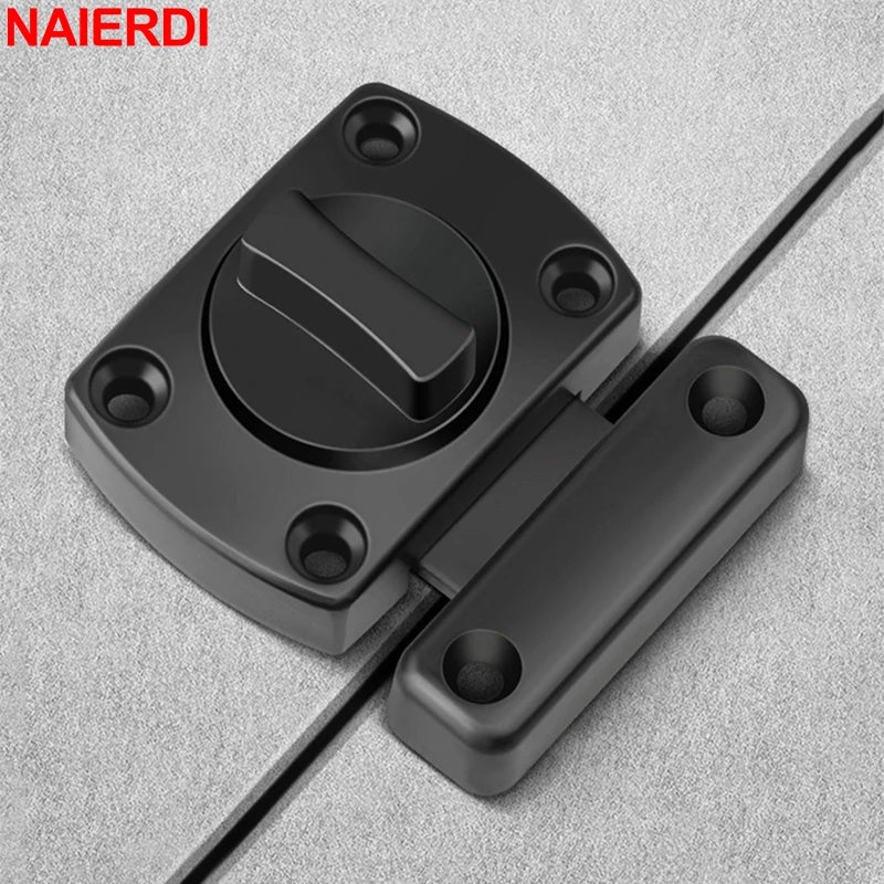 NAIERDI Security Double Sided Cabinet Locks Keyless Rotating Door Lock Gate Latch Anti-theft Rotate Bolt Latches Cabinet Closet