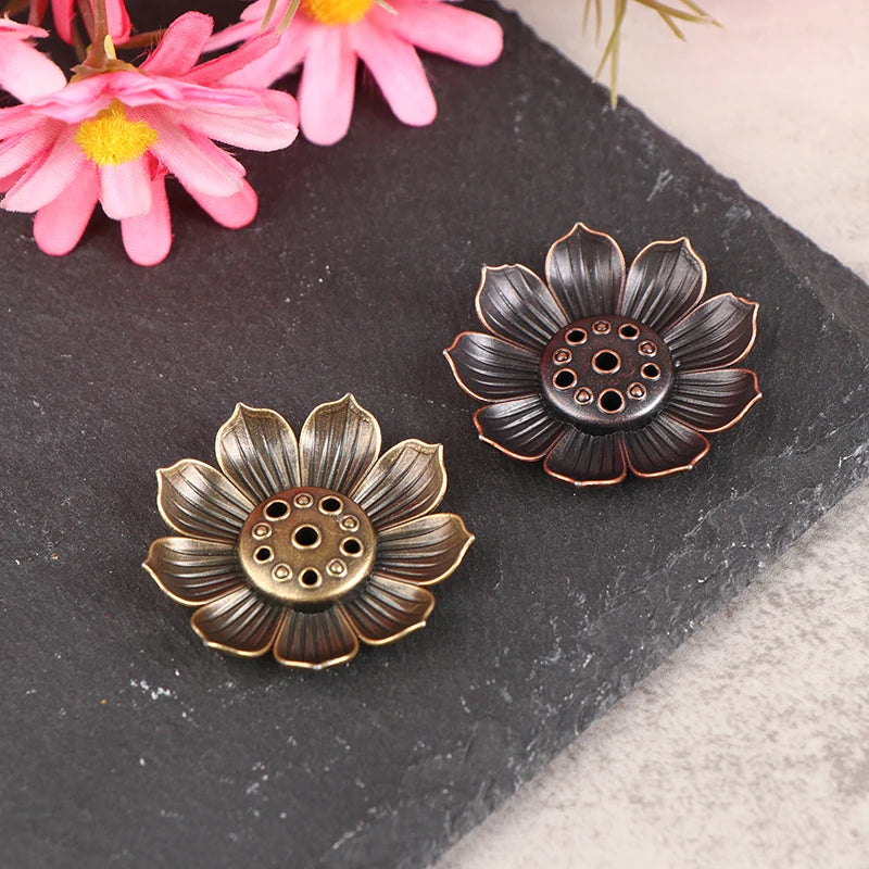 Buddhism Lotus Line Incense Holder Plate Alloy Incense Burner Temples Yoga Studios Home Decoration