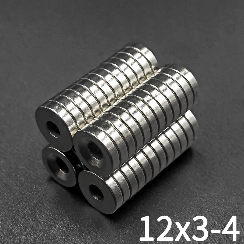 10/20/50/100Pcs 12x3-4 Super Strong Neodymium Round Magnet With Hole 12mm x 3mm - 4mm NdFeB Powerful Permanent Magnetic imanes