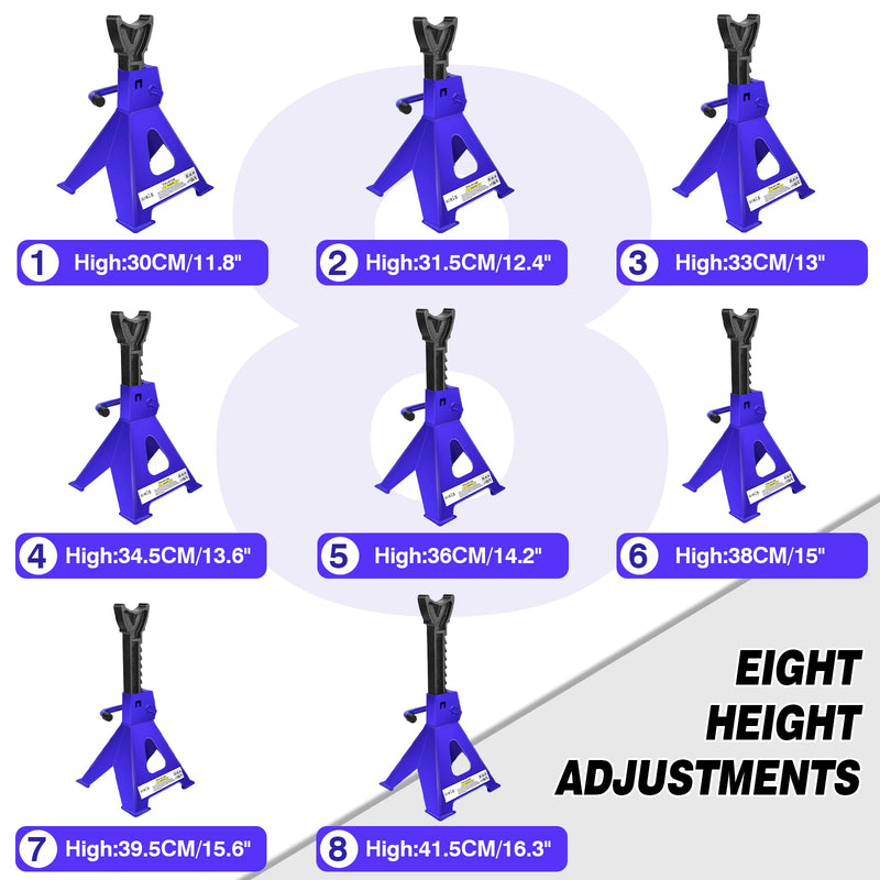 DayPlus Heavy Duty 3 Ton Axle Stands for Car Van 4x4 Caravan Garage Workshop Steel Robust Construction Support Lift 29-43cm,2PCS