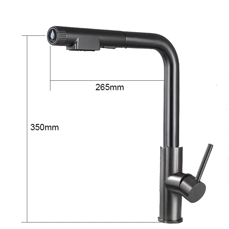 YCRAYS Brushed Nickel Filter Pull Out Kitchen Sink Faucet Drinking Water Pure Tap Gray Deck Mounted 3 Mode Black Hot Cold Mixer