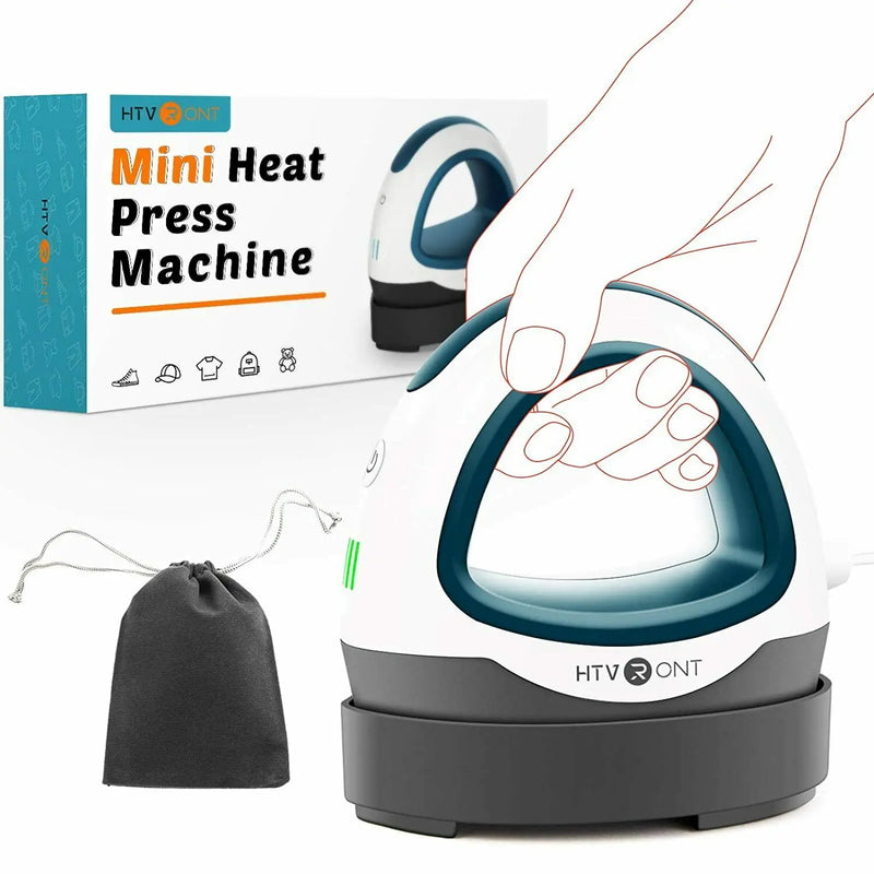 HTVRONT MINI Heat Press Machine Portable Easy Press Iron On HTV Vinyls for Cricut DIY Printing T-shirt Clothes Bags Hats Pads