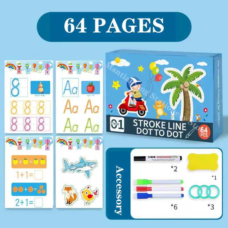 English Magical Book Learning Letter in Tracing Workbook for Kids Reusable Calligraphy Copybook for Kids Montessori Writing Book