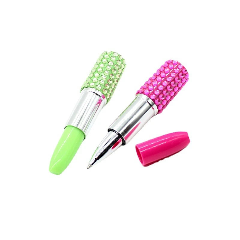 20pcs  Lipstick Ball point Pen With Rhinestones Creative Stationery Good For Women Girl Oiffce Supplies