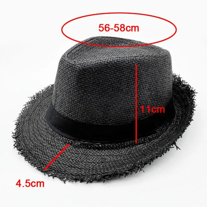 Straw Sun Hat Mens Womens Casual Breathable Cowboy Wide Brim Jazz Hat Sun Protection Fashion Beach Caps Summer