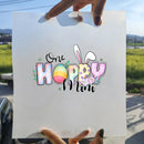 15cm New Easter Egg Rabbit Iron On Heat Transfer Stickers For Clothes DTF Pinted Vinyl Thermal Appliques Washable T-Shirt Decal