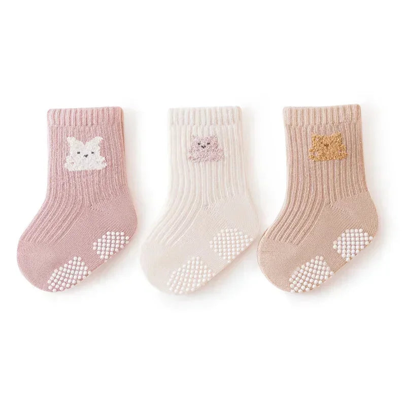 3Pair Newborn Baby Sock Children Boy Girl Kid Autumn Warm Breathable Non Slip Stocking Solid Fashion Socken Clothes Accessories
