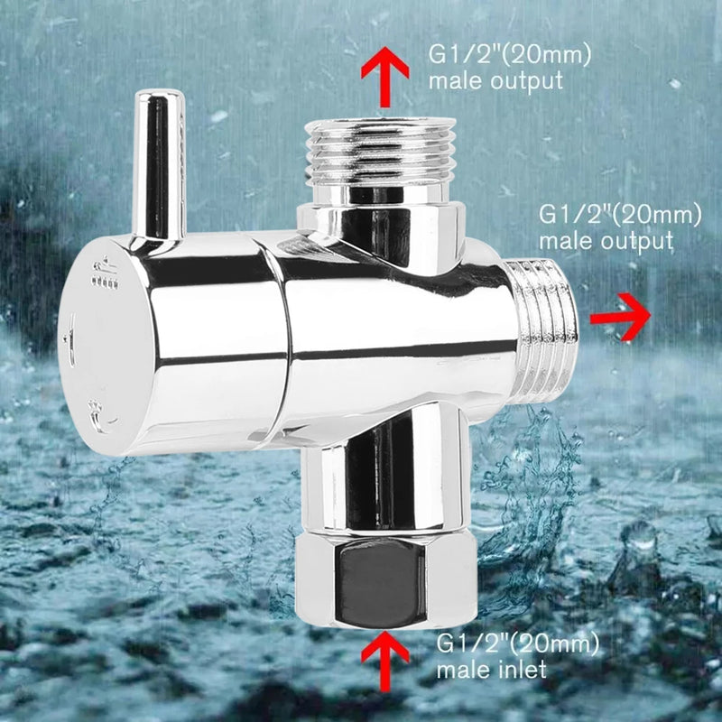 Faucet T Adapter Chrome Shower Head Diverter Valve Anti-scratch Shower Arm Splitter Corrosion Resistant for Handheld Showerhead