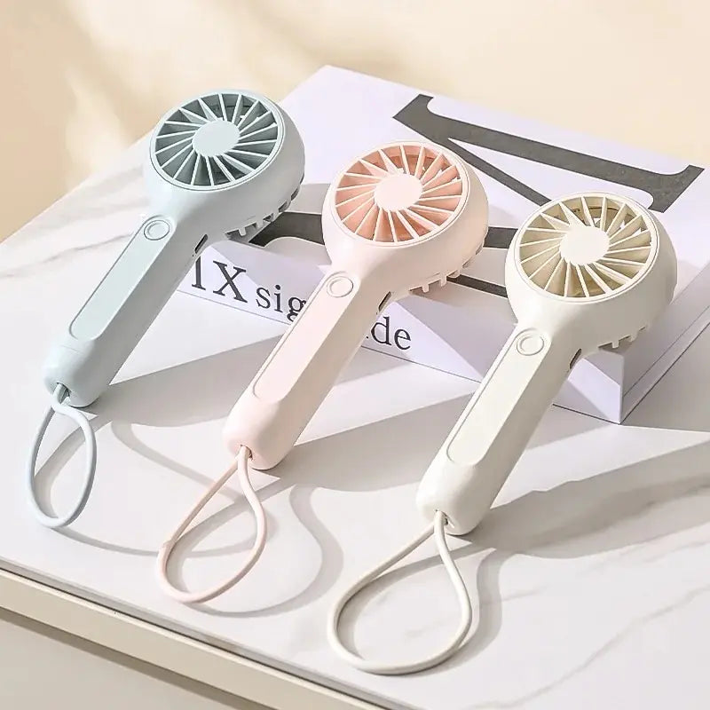 H19 Handheld Fan with Charging Cable Lanyard Portable Mini Silent Small Fan