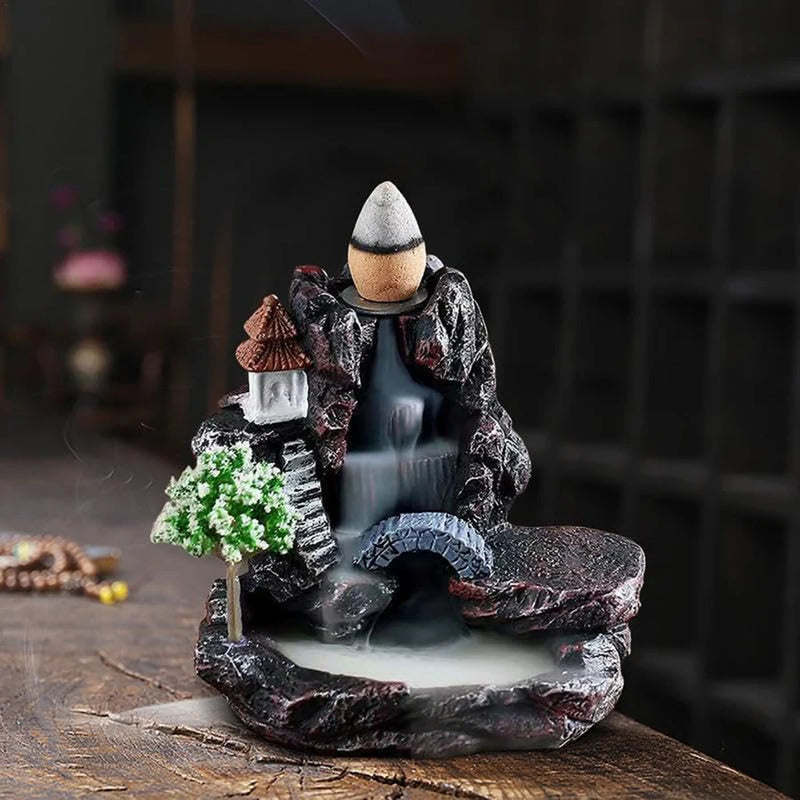 1 Resin Reflux Incense Burner, Zen Style Decoration Suitable For Sandalwood Indoor Bedroom Aromatherapy Decorations