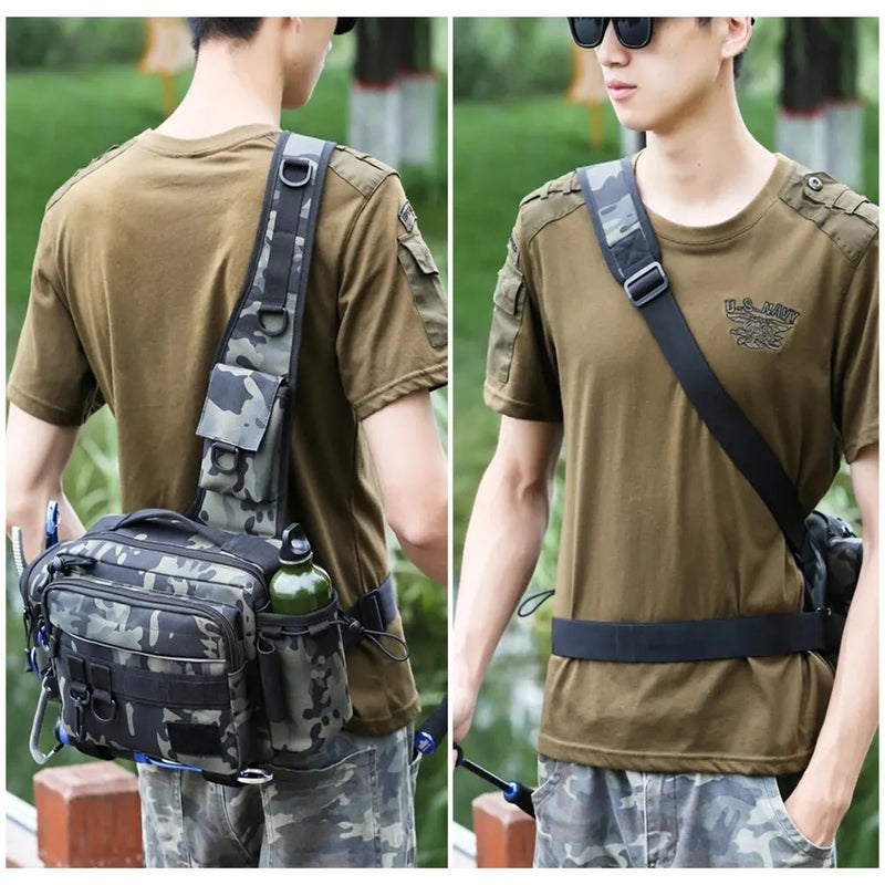 Fishing Tackle Bag Fly Fishing Backpack Chest Sling Portable Shoulder Fanny Waist Pack For Men Fishing Rod Lure Box Camping Bag