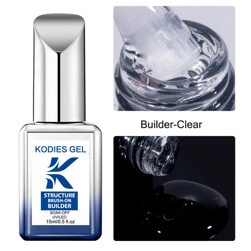 KODIES GEL Brush On Builder Nail Gel Polish 15ml Milky White Clear Pink UV Base Coat French Manicure Reinforce Gel for Extension