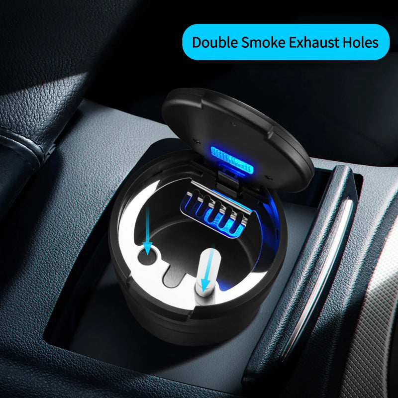 Car Ashtray Auto Pop Lid Ashtray Portable Mini Ashtray Car Interior Ashtray with LED Light Car Accessories