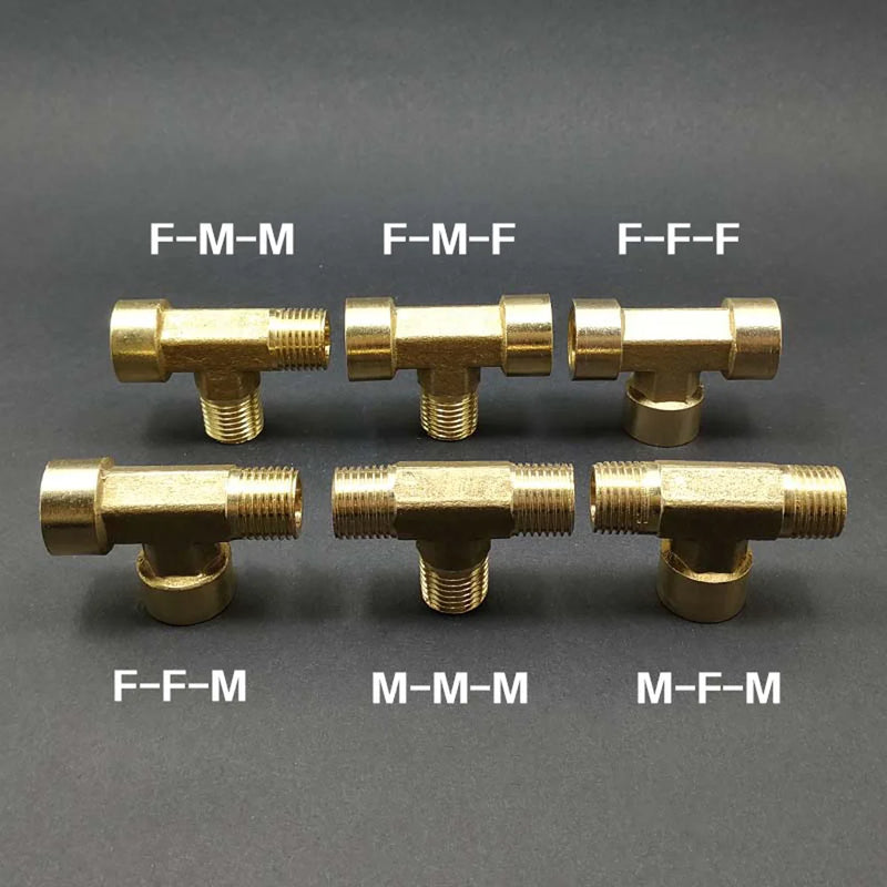 1/8" 1/4" 3/8" BSP Female Male Tee 3 Ways Splitter Brass Pipe Fitting Water Gas Oil DN6/8/10 Home Garden