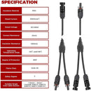 1 Pair Solar Connectors Y Branch Parallel Adapter Cable Wire Plug Tool Kit for Solar Panel Waterproof Connect Wire for Solar