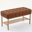 Teddy fabric Upholstered Storage Shoe Bench, Modern Bedroom Bench with Metal Legs for Living Room, Entryway, Dining Room,