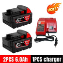 ⭐18V, 12800mAh For Milwaukee M18 Power Tool Battery, Charger, BR, XC, M18B5, 48-11-1860, Built-in 18650 Battery