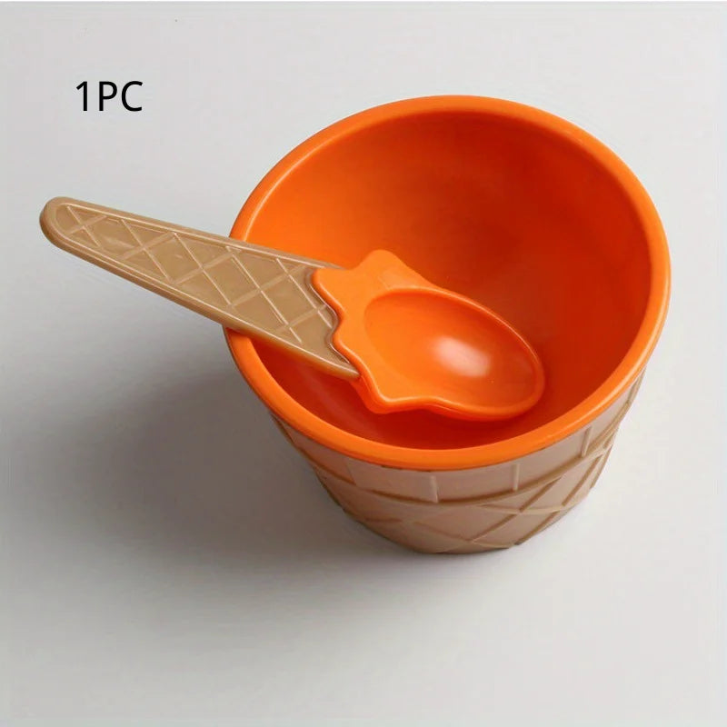 1/6pcs ice cream bowl and spoon set summer essential Christmas party ice cream mold bowl spoon kitchen supplies, kitchen tools