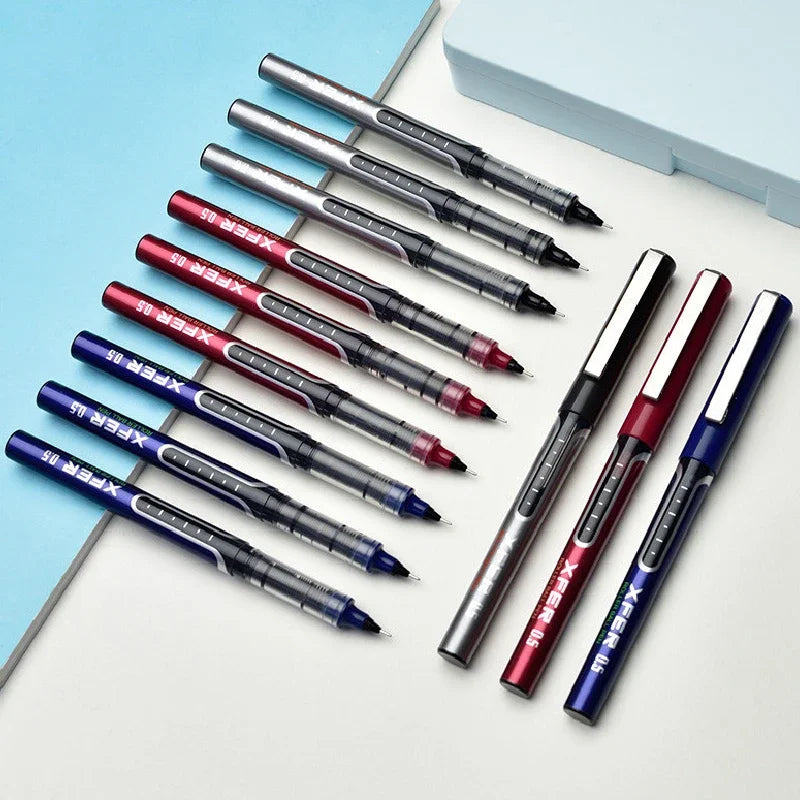 3Pcs/set Kawaii Straight Liquid Rollerball Pen 0.5mm Large Capacity Blue/black/red Ink Gel Pen School Office Stationery Supplies