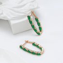 Kinel Hot Emerald Oval Cut Zircon Long Drop Earrings Natural Zircon With 585 Rose Gold Women Earrings Fashion Wedding Jewelry